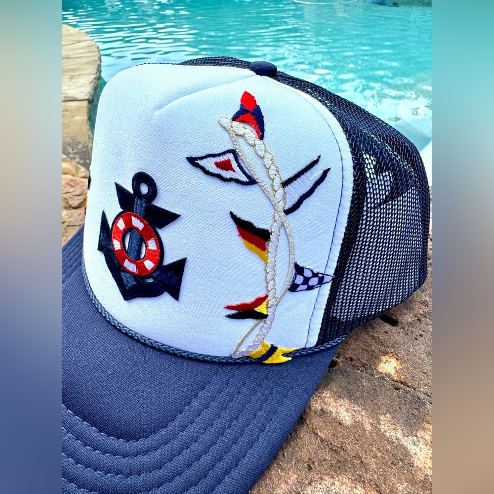 New! Nautical Sailboat Themed Trucker Hat